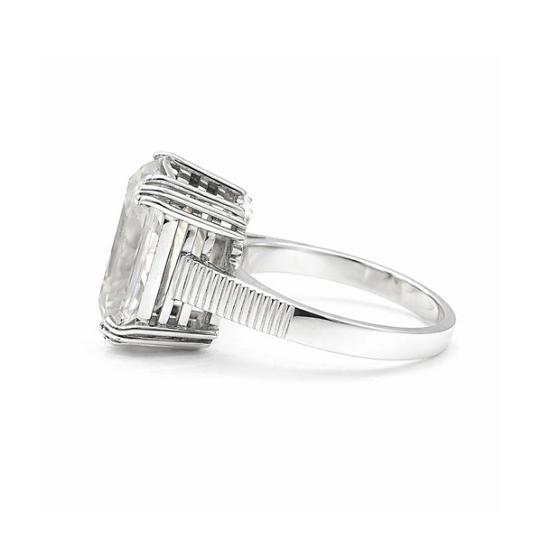 9.45ct DEW White Moissanite Radiant Solitaire Ring