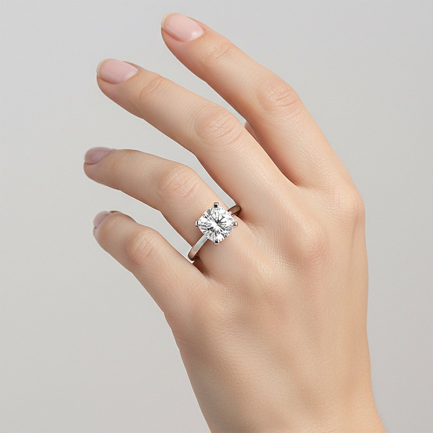 4.55ct DEW White Moissanite Cushion Solitaire Ring