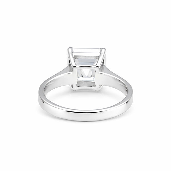 7.85ct DEW White Moissanite Asscher Solitaire Ring