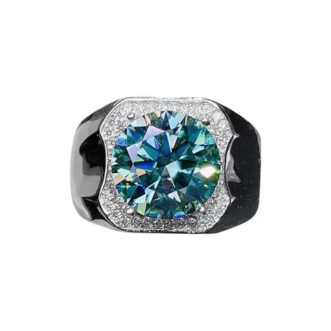 5.80ct DEW Blue Moissanite Round Solitaire Ring