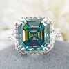 8.7ct DEW Blue Moissanite Asscher Solitaire Ring