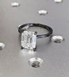 2.52 ct DEW Emerald Cut Certified F VS1 White Moissanite Ring For Lady 18K Gold Plated 18K Gold Plated