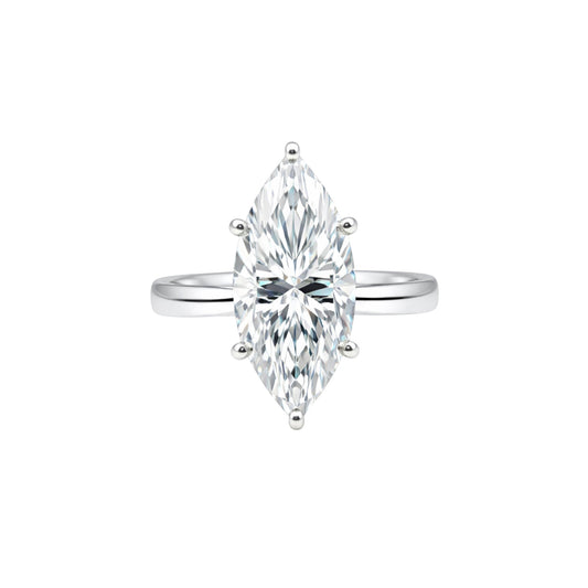 3.00 Ct Marquise Cut Lab Grown Diamond Ring — VS1 Clarity, 18k Gold Vermeil