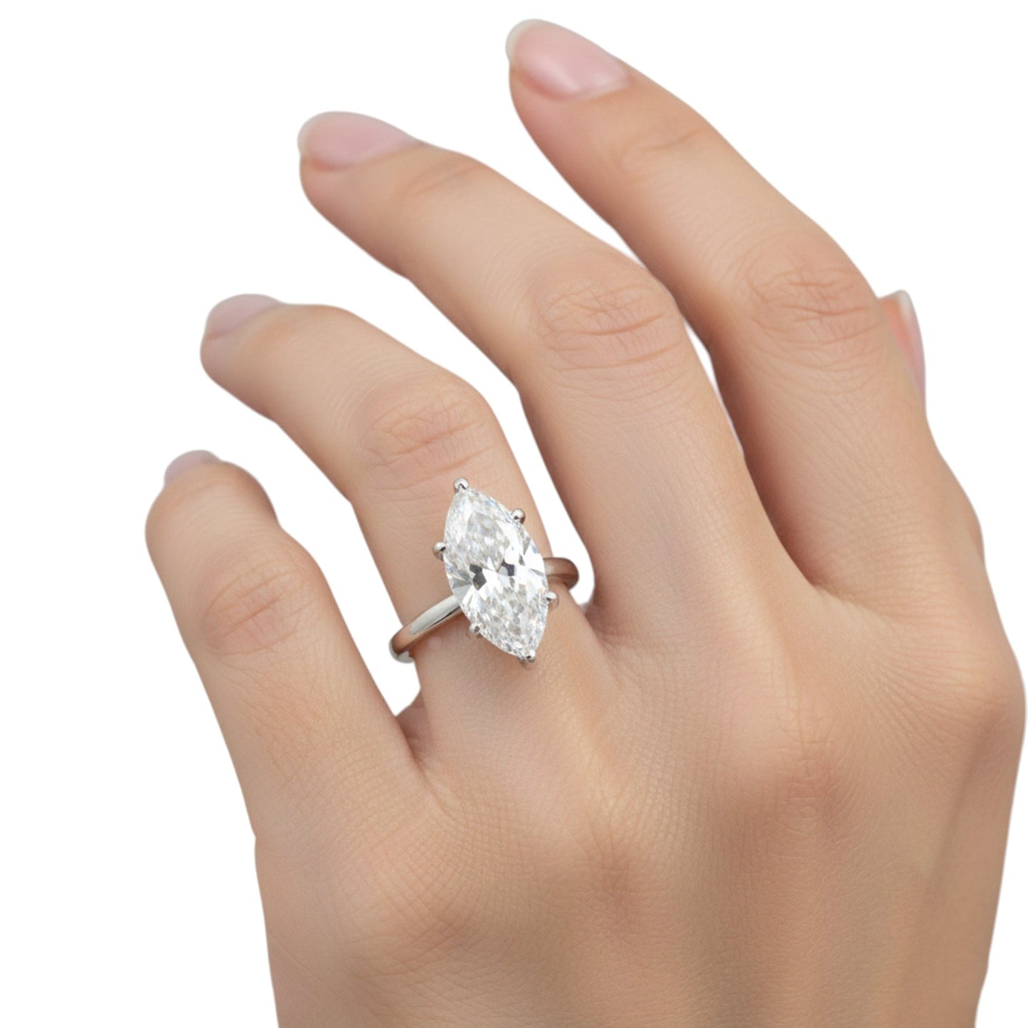 3.00 Ct Marquise Cut Lab Grown Diamond Ring — VS1 Clarity, 18k Gold Vermeil