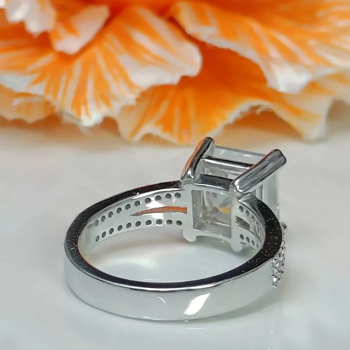 4.25ct DEW White Moissanite Princess Solitaire Ring