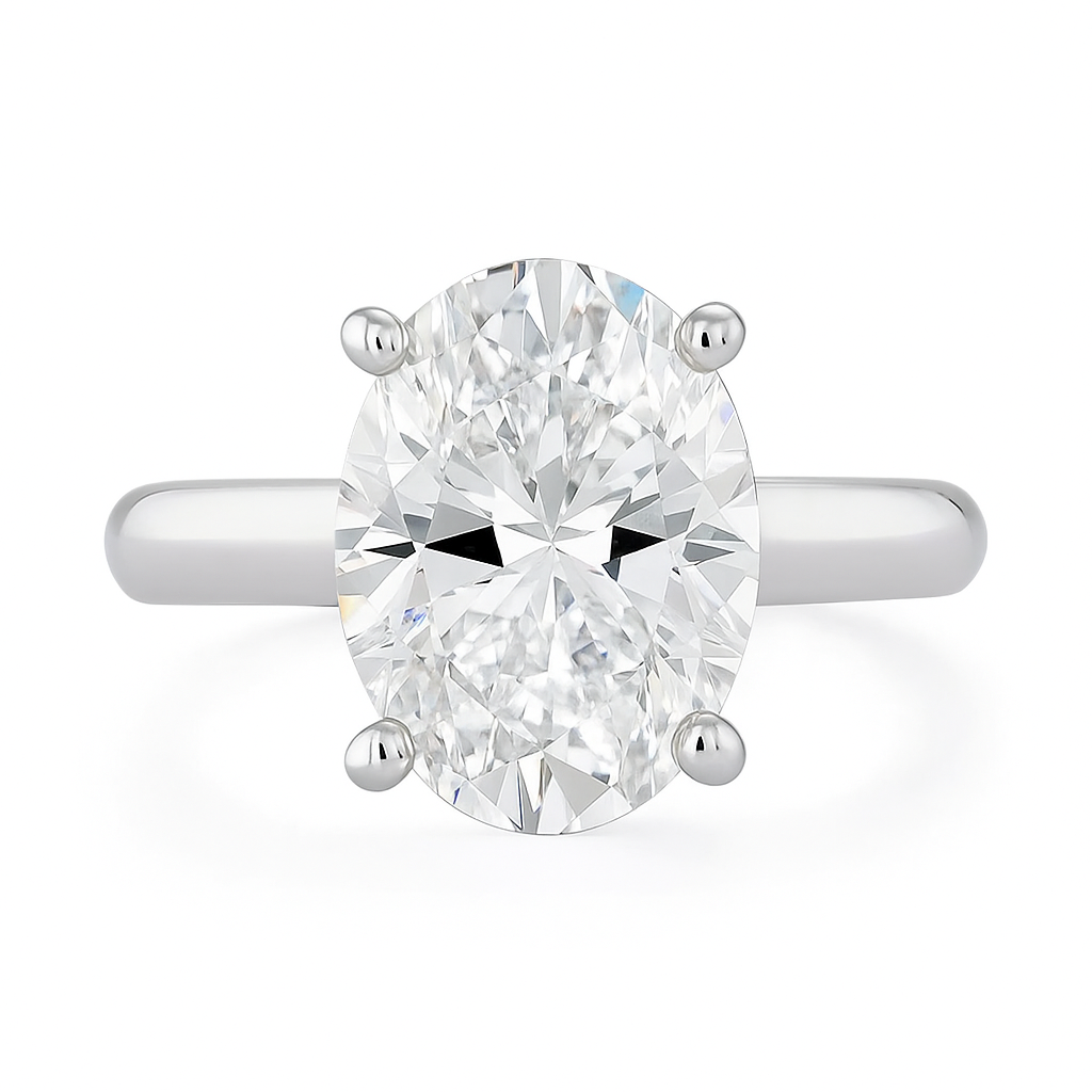 4.0ct DEW White Moissanite Oval Solitaire Ring