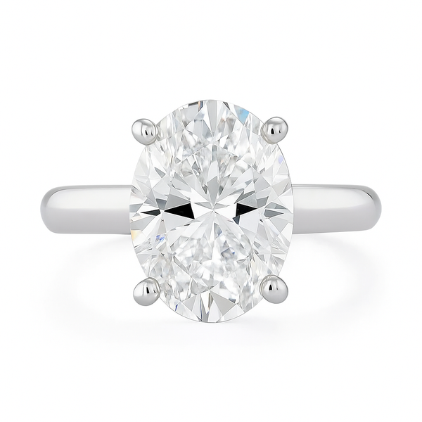 4.0ct DEW White Moissanite Oval Solitaire Ring