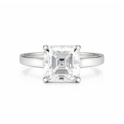 17.0ct DEW White Moissanite Asscher Solitaire Ring