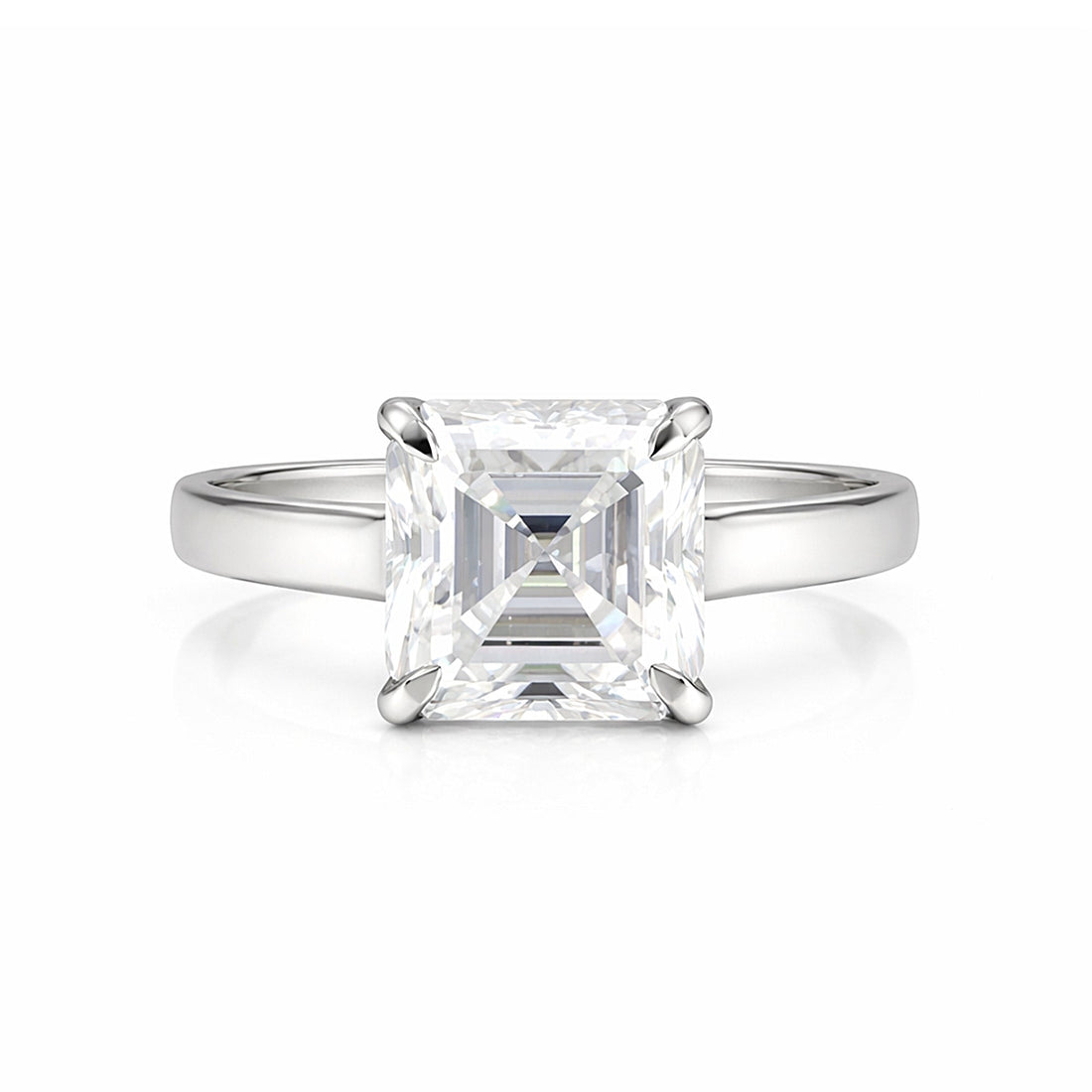 2.80 carat asscher cut lab-grown diamond ring in 18k gold vermeil setting