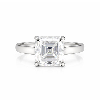 2.80 Ct Asscher Cut Lab Grown Diamond Ring — VS1 Clarity, 18k Gold Vermeil