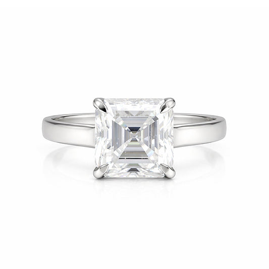 2.80 carat asscher cut lab-grown diamond ring in 18k gold vermeil setting