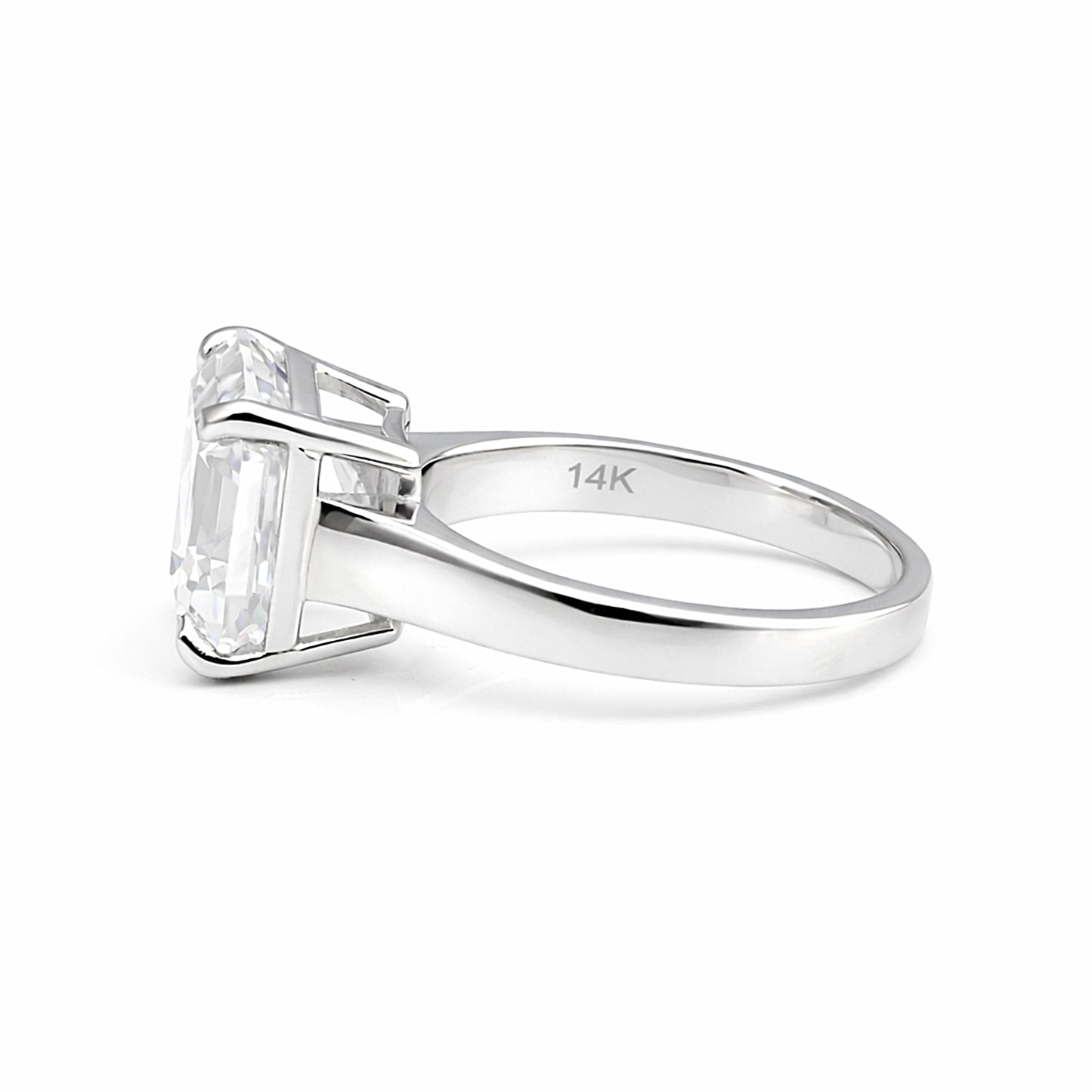 5.4ct DEW White Moissanite Asscher Solitaire Ring