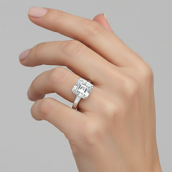 4.2ct DEW White Moissanite Asscher Solitaire Ring
