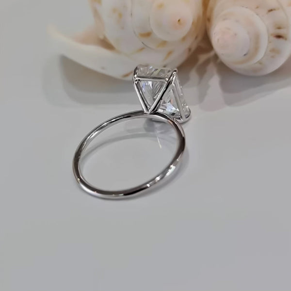 6.2ct DEW White Moissanite Radiant Solitaire Ring