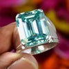 9.5ct DEW Blue Moissanite Emerald Solitaire Ring