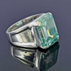 9.5ct DEW Blue Moissanite Emerald Solitaire Ring