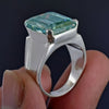 9.5ct DEW Blue Moissanite Emerald Solitaire Ring