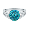 2.50 ct DEW Blue Treated Moissanite Solitaire Ring in Gift for Women 18K Gold Plated Ve 18K Gold Plated