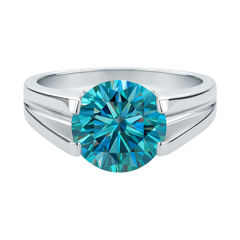2.50 ct DEW Blue Treated Moissanite Solitaire Ring in Gift for Women 18K Gold Plated Ve 18K Gold Plated