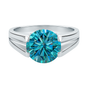 2.50 ct DEW Blue Treated Moissanite Solitaire Ring in Gift for Women 18K Gold Plated Ve 18K Gold Plated