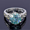 5.5ct DEW Blue Moissanite Round Solitaire Ring
