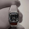 3.7ct DEW Grey Moissanite Asscher Solitaire Ring