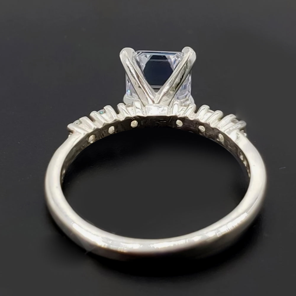 4.7ct DEW White Moissanite Asscher Solitaire Ring