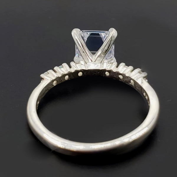 4.7ct DEW White Moissanite Asscher Solitaire Ring
