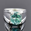 8.3ct DEW Blue Moissanite Cushion Solitaire Ring