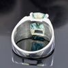 8.3ct DEW Blue Moissanite Cushion Solitaire Ring