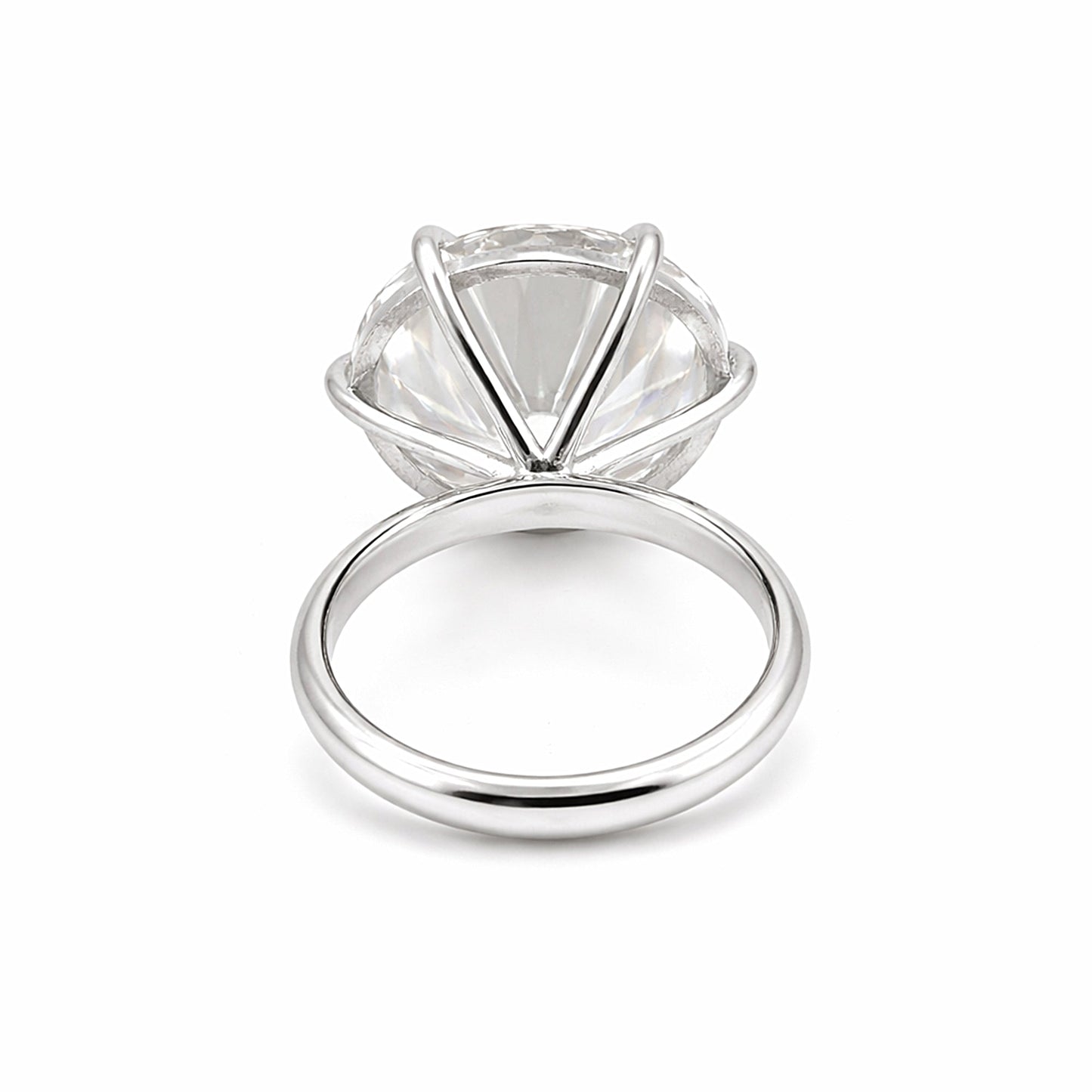 43.50 ct DEW Large Certified F VS1 White Moissanite Solitaire Ring In 18K Gold Plated V 18K Gold Plated