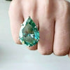 19.6ct DEW Blue Moissanite Pear Solitaire Ring