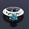 2.90ct DEW Blue Moissanite Round Solitaire Ring | 18K Gold Vermeil | GRA Certified