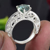 2.90 ct DEW Certified Round Cut Blue Moissanite Solitaire Ring Gold Vermeil