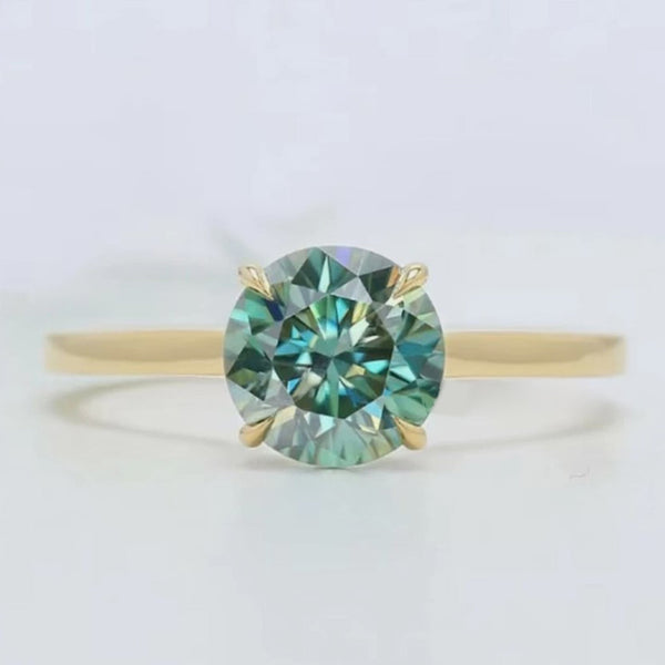 2.55 ct DEW Certified Blue Moissanite Ring – Birthday Gift for Her 18K Gold Plated Verm 18K Gold Plated