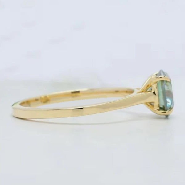 2.55 ct DEW Certified Blue Moissanite Ring – Birthday Gift for Her 18K Gold Plated Verm 18K Gold Plated