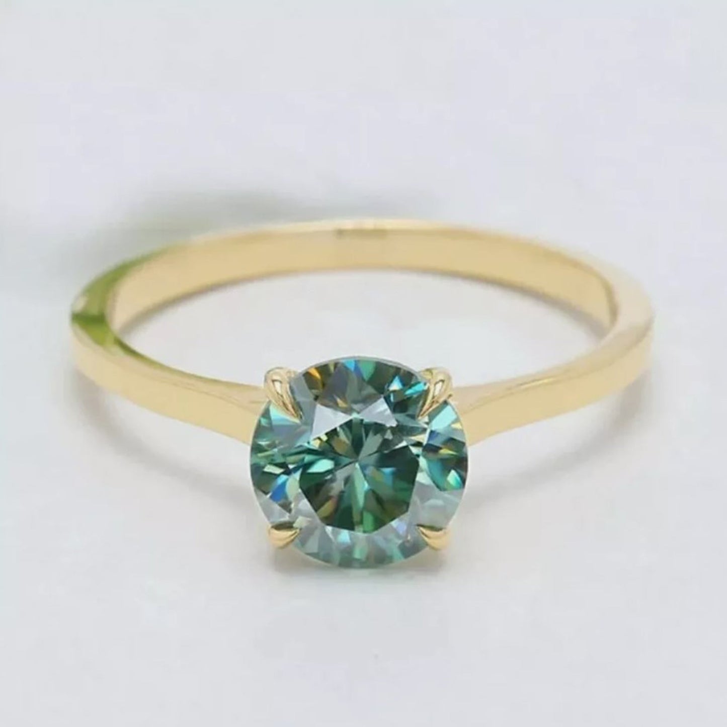 2.55 ct DEW Certified Blue Moissanite Ring – Birthday Gift for Her 18K Gold Plated Verm 18K Gold Plated