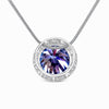 20.00ct DEW Blue Moissanite Round Pendant Necklace