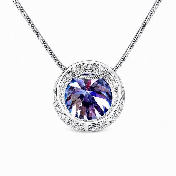 20.00ct DEW Blue Moissanite Round Pendant Necklace