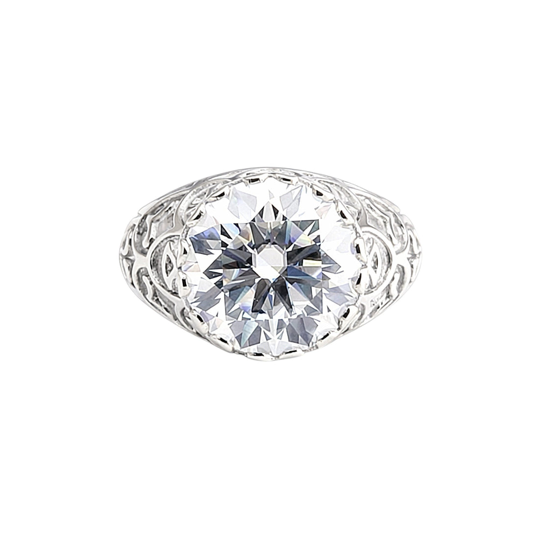 3.60 Ct Round Cut Lab Grown Diamond Ring — VS1 Clarity, 18k Gold Vermeil