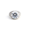 9.85 ct DEW Certified White Moissanite Ring In Gold Vermeil– Rare Wedding Gift Idea