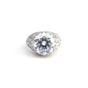 9.85 ct DEW Certified White Moissanite Ring In Gold Vermeil– Rare Wedding Gift Idea