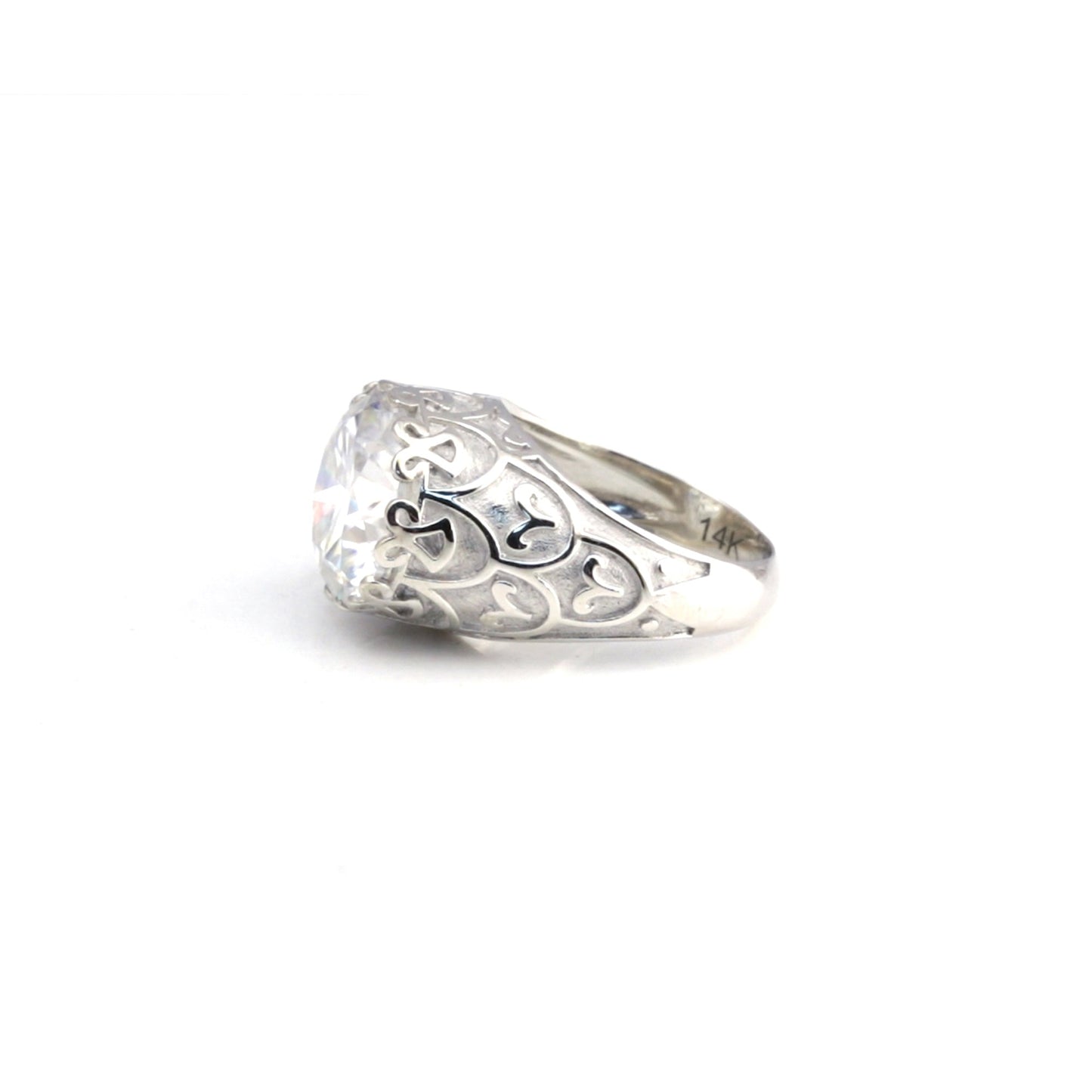 9.85 ct DEW Certified White Moissanite Ring In Gold Vermeil– Rare Wedding Gift Idea