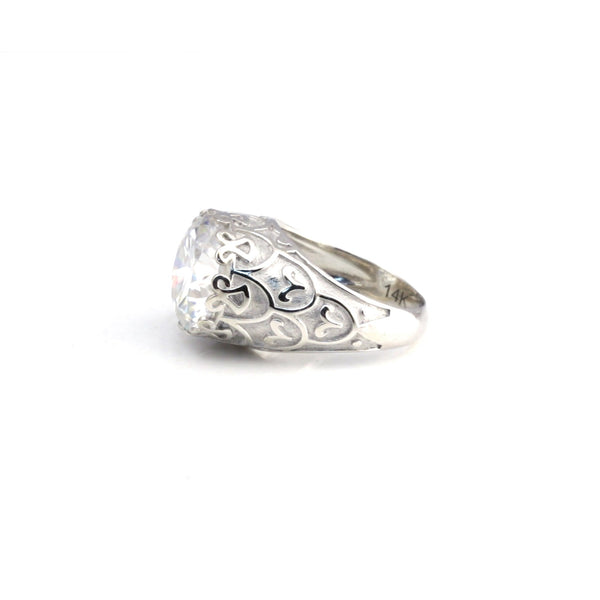 9.85 ct DEW Certified White Moissanite Ring In Gold Vermeil– Rare Wedding Gift Idea
