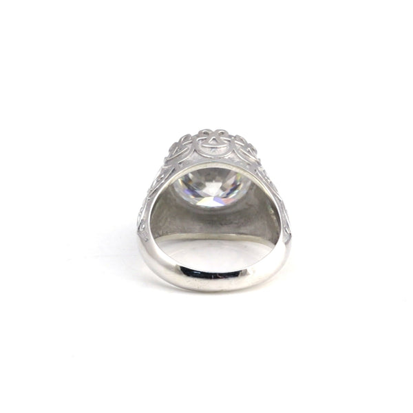 9.85 ct DEW Certified White Moissanite Ring In Gold Vermeil– Rare Wedding Gift Idea