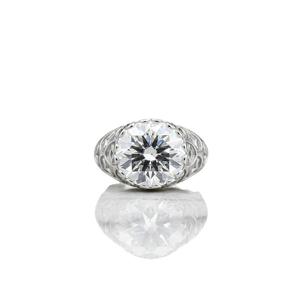 3.60 Ct Round Cut Lab Grown Diamond Ring — VS1 Clarity, 18k Gold Vermeil
