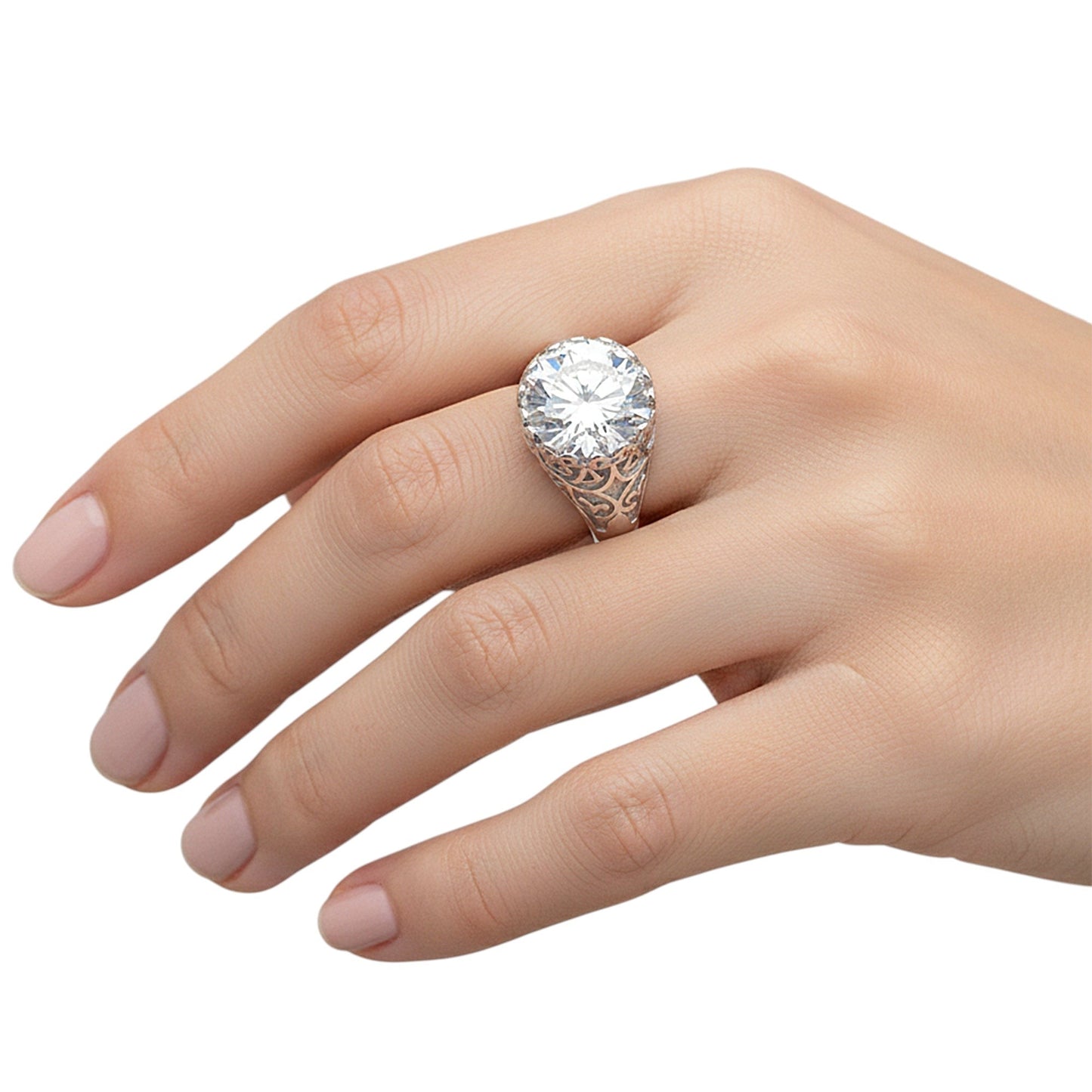3.60 Ct Round Cut Lab Grown Diamond Ring — VS1 Clarity, 18k Gold Vermeil
