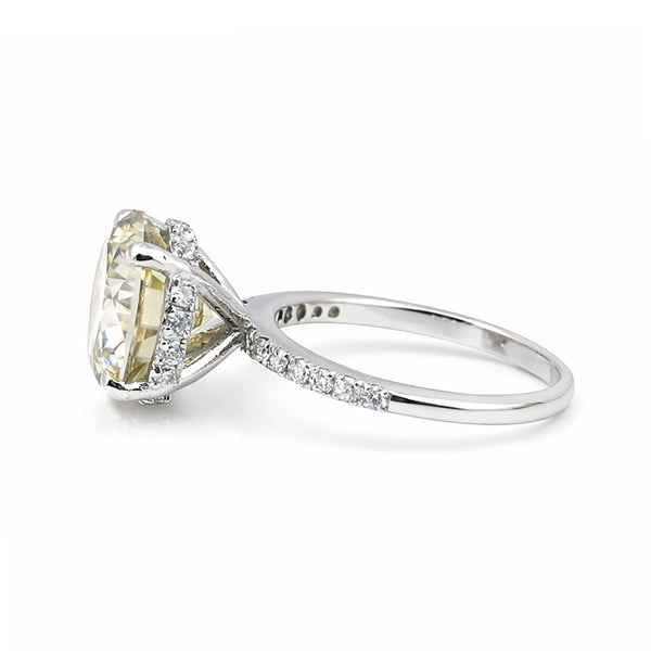 10.50 ct DEW Champagne Moissanite Ring in Prong Set Certified Stone 18K Gold Plated Ver 18K Gold Plated