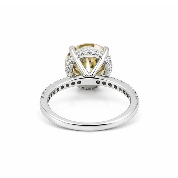 10.50 ct DEW Champagne Moissanite Ring in Prong Set Certified Stone 18K Gold Plated Ver 18K Gold Plated