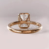 4.50 ct DEW Emerald Cut Off White Moissanite Ring in Certified Shine 18K Gold Plated Ve 18K Gold Plated